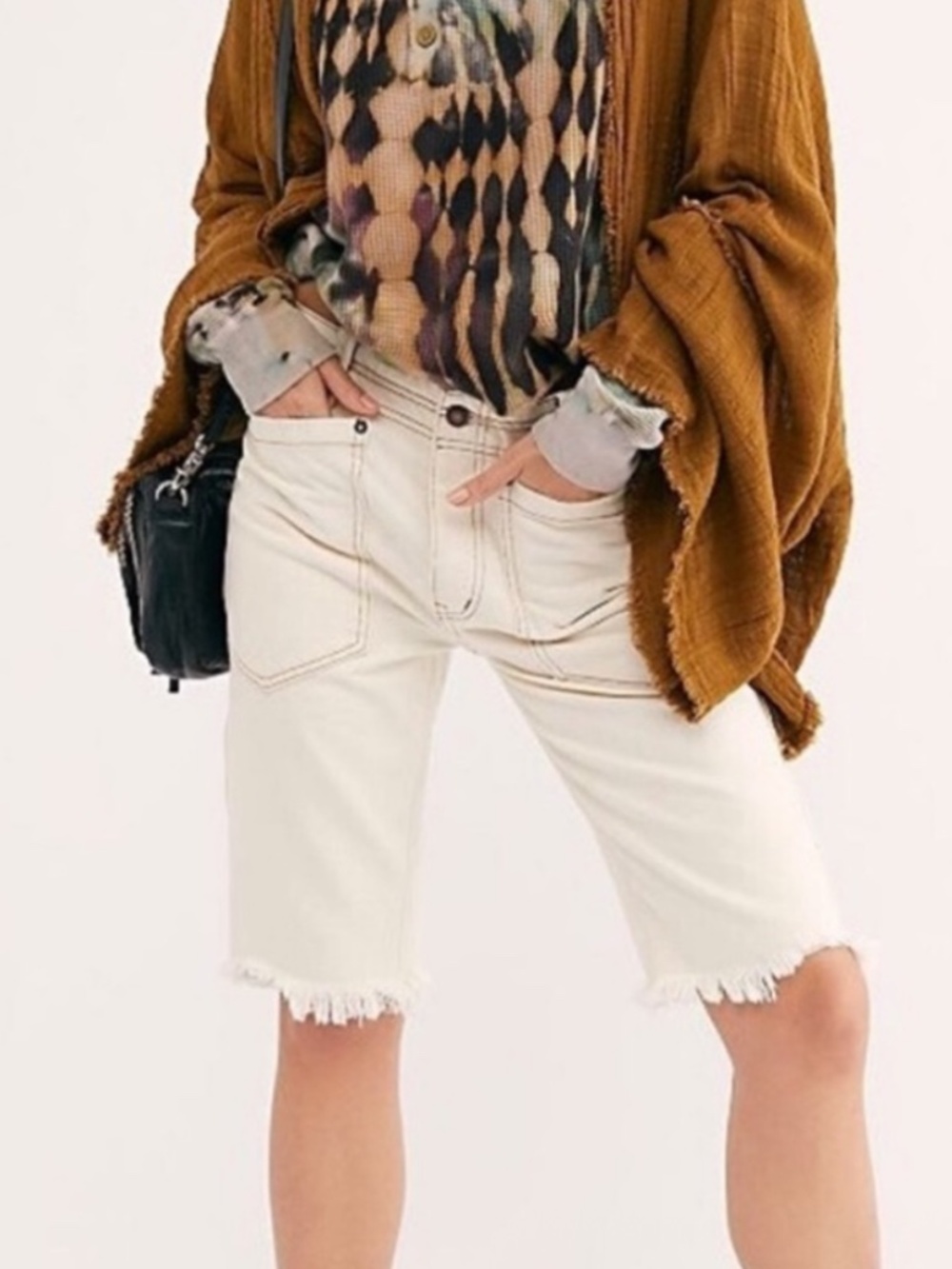 we the free natural denim bermuda shorts